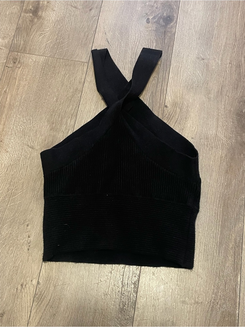 Abercrombie & Fitch Cross-Back Black Knit Crop Top size small